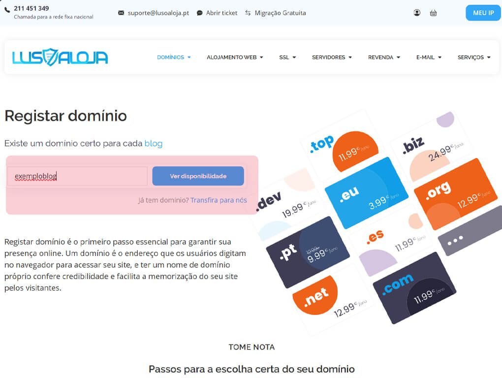 Como registar Domínios na Lusoaloja!