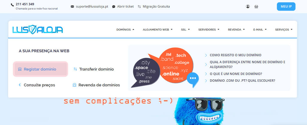 Como registar Domínios na Lusoaloja!